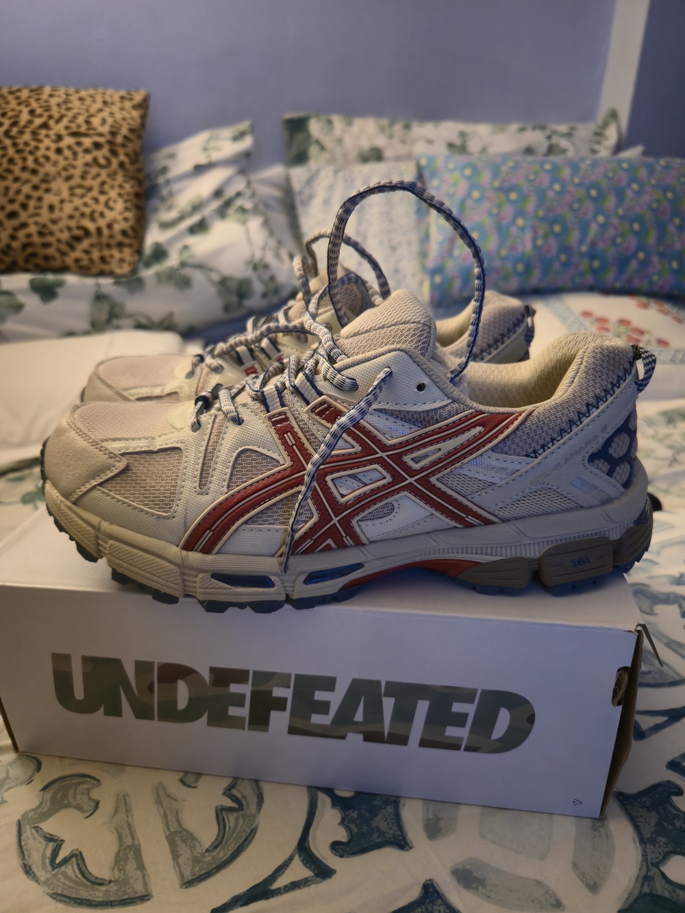 Asics Cream and Red Trail Sneakers